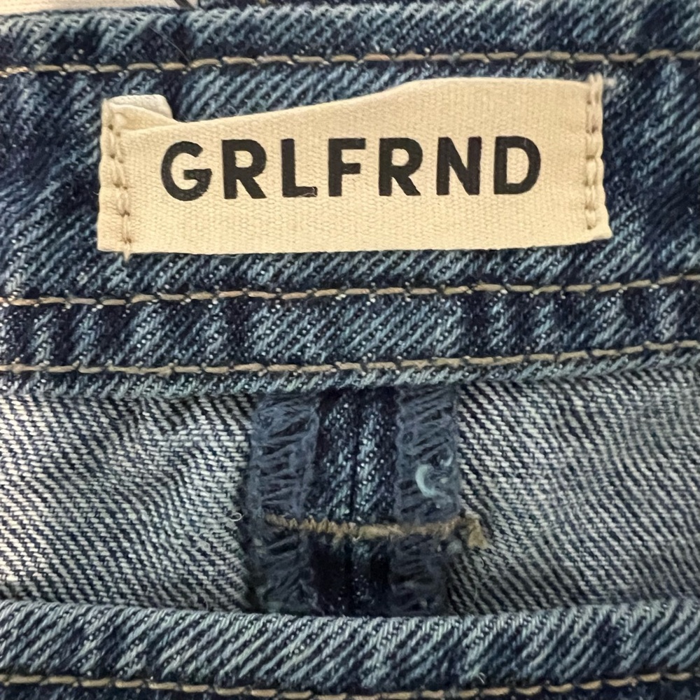 GRLFRND Blue Denim Pleated Low Rise Mini Skirt with Side Zipper Size 31 - Picture 7 of 10